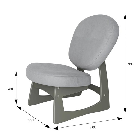 Мягкое кресло Смарт G Силуэт, ткань ультра смок, каркас серый ясень в Перми - изображение 1