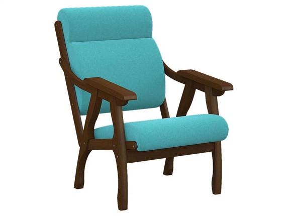 Кресло в гостиную  Вега 10 ткань бирюза, каркас орех в Перми - изображение