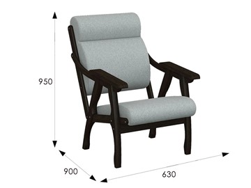 Мягкое кресло Вега 10 ткань серый, каркас венге в Перми - предосмотр 6
