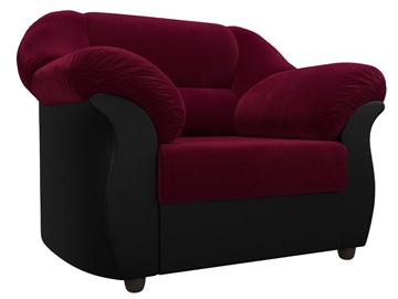 Кресло для отдыха Карнелла, Бордовый/Черный (микровельвет/экокожа) в Перми