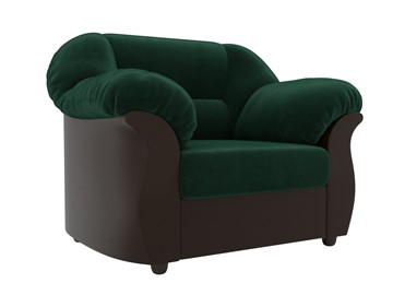 Кресло в гостиную Карнелла, Зеленый/Коричневый (велюр/экокожа) в Перми