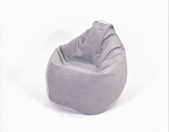 Кресло-мешок Груша большое, велюр однотон, серое в Перми - изображение