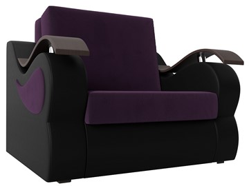 Кресло раскладное Меркурий (60), Фиолетовый\Черный (Велюр\Экокожа) в Перми - предосмотр