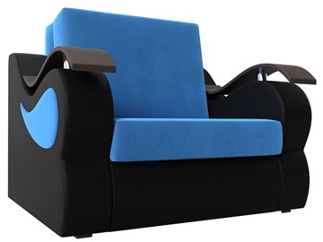 Кресло-кровать Меркурий (60), Голубой\Черный (Велюр\Экокожа) в Перми