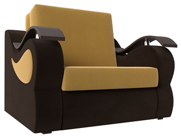 Кресло раскладное Меркурий (60), Желтый\коричневый (Микровельвет\Экокожа) в Чайковском