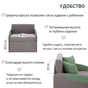 Раскладное кресло Polto серо-коричневый/шалфей (рогожка) в Перми - предосмотр 20