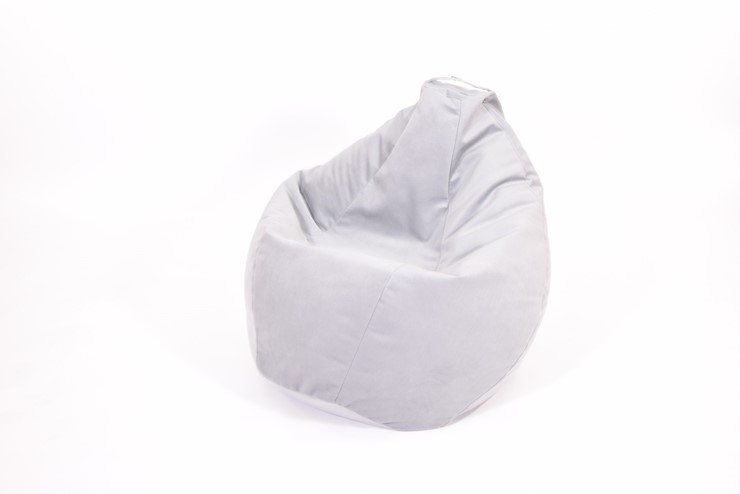Кресло-мешок Груша среднее, велюр однотон, серое в Перми - изображение 1