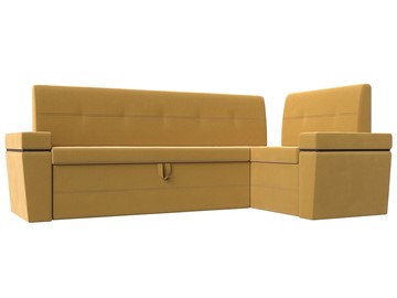 Раскладной кухонный диван Деметра угловой, Желтый (микровельвет) в Перми - предосмотр