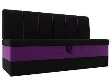 Прямой кухонный диван Энигма, Черный/Фиолетовый (Микровельвет) в Перми