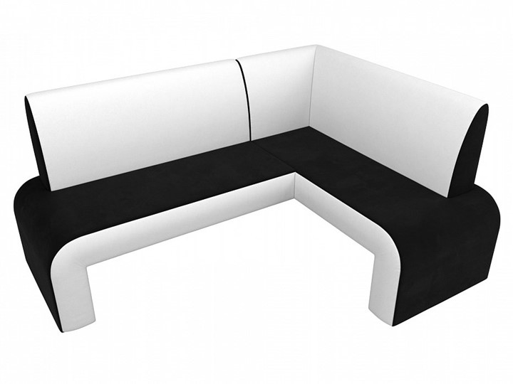 Кухонный диван Кармен угловой, Черный/Белый (микровельвет/экокожа) в Перми - изображение 5