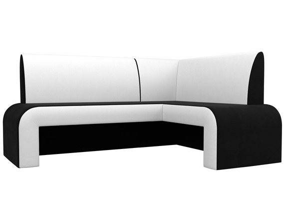 Кухонный диван Кармен угловой, Черный/Белый (микровельвет/экокожа) в Перми - изображение