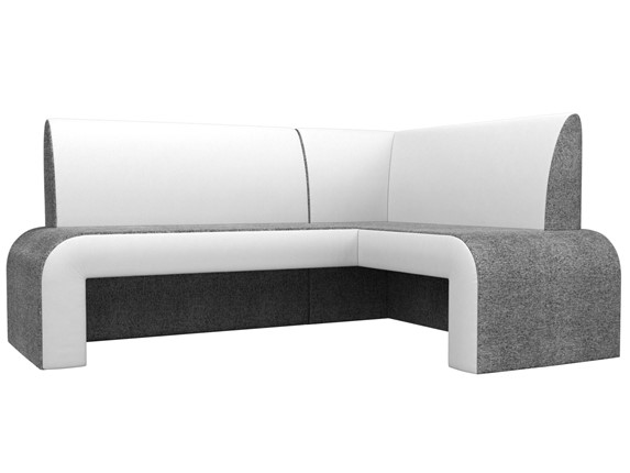 Кухонный диван Кармен угловой, Серый/Белый (рогожка/экокожа) в Перми - изображение