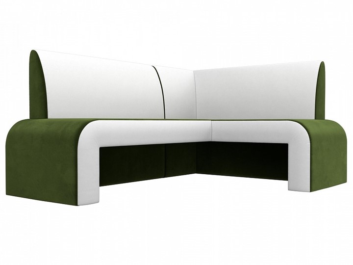 Кухонный диван Кармен угловой, Зеленый/Белый (микровельвет/экокожа) в Перми - изображение 3