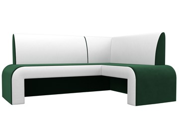 Кухонный диван Кармен угловой, Зеленый/Белый (велюр/экокожа) в Перми