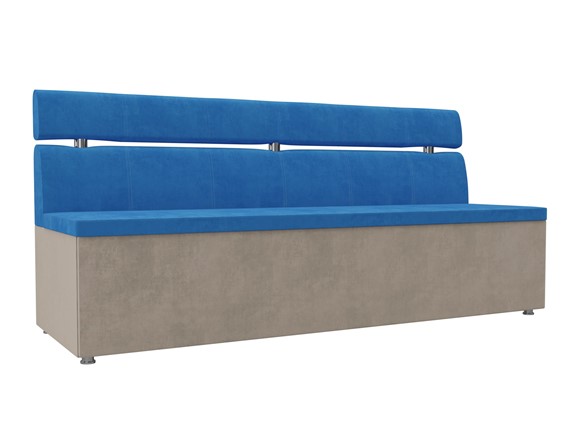 Кухонный прямой диван Классик, Голубой/Бежевый (велюр) в Перми - изображение