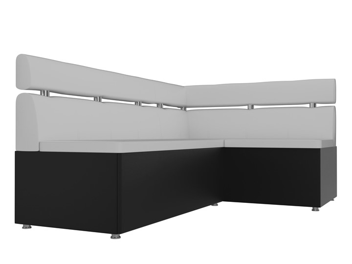 Раскладной кухонный диван Классик угловой, Белый/Черный (экокожа) в Перми - изображение 4