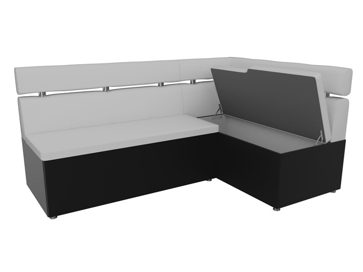 Раскладной кухонный диван Классик угловой, Белый/Черный (экокожа) в Перми - изображение 6