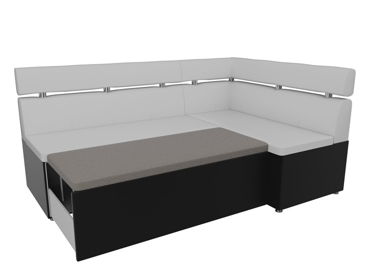 Раскладной кухонный диван Классик угловой, Белый/Черный (экокожа) в Перми - изображение 7