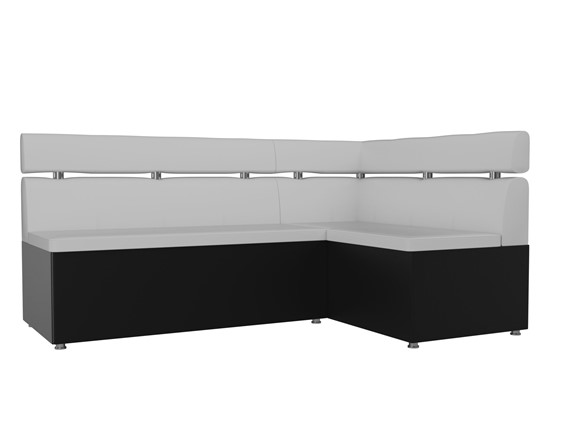 Раскладной кухонный диван Классик угловой, Белый/Черный (экокожа) в Перми - изображение