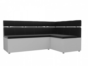 Кухонный прямой диван Классик угловой, Черный/Белый (экокожа) в Перми - предосмотр