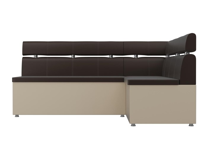 Кухонный прямой диван Классик угловой, Коричневый/Бежевый (экокожа) в Перми - изображение 3