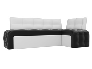 Раскладной кухонный диван Люксор угловой, Черный/Белый (экокожа) в Березниках