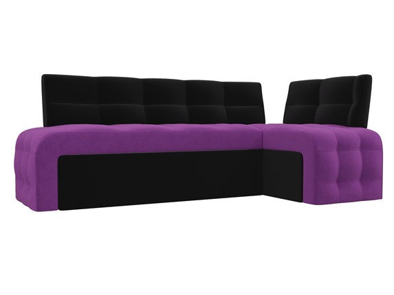 Диван кухонный Люксор угловой, Фиолетовый/Черный (микровельвет) в Перми - изображение