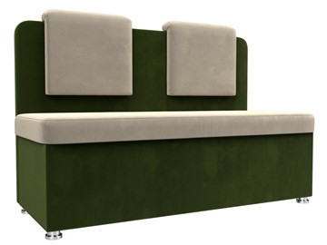 Кухонный прямой диван Маккон 2-х местный, Бежевый/Зеленый (микровельвет) в Перми