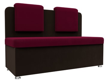 Прямой кухонный диван Маккон 2-х местный, Бордовый/Коричневый (микровельвет) в Перми - предосмотр