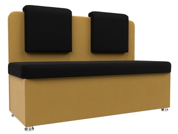 Прямой кухонный диван Маккон 2-х местный, Черный/Желтый (микровельвет) в Перми - предосмотр