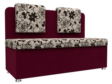 Кухонный прямой диван Маккон 2-х местный, Цветы/Бордовый (рогожка/микровельвет) в Перми - предосмотр