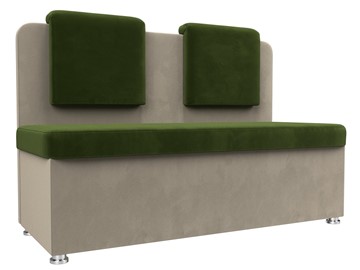 Кухонный прямой диван Маккон 2-х местный, Зеленый/Бежевый (микровельвет) в Перми