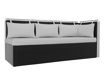 Кухонный диван Метро угловой, Белый/Черный (экокожа) в Перми