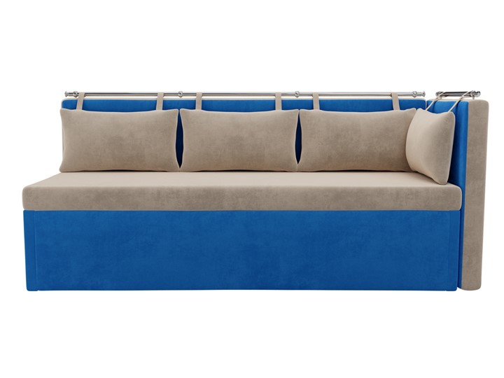 Кухонный диван Метро угловой, Бежевый/Голубой (велюр) в Перми - изображение 3
