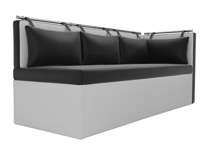 Кухонный диван Метро угловой, Черный/Белый (экокожа) в Перми - изображение 4