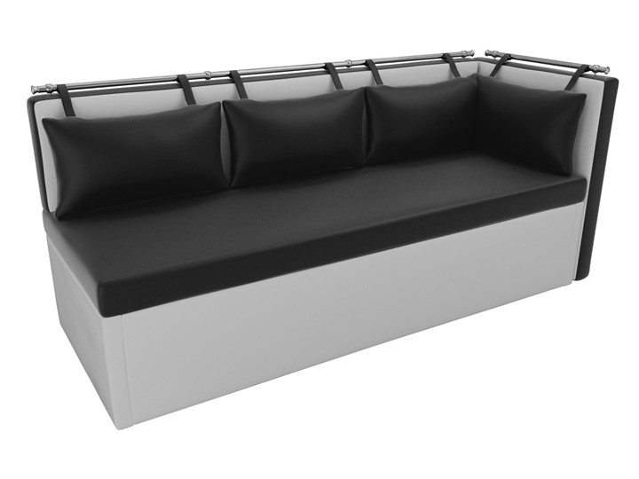 Кухонный диван Метро угловой, Черный/Белый (экокожа) в Перми - изображение 5