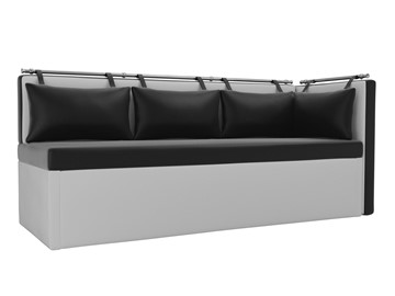 Кухонный диван Метро угловой, Черный/Белый (экокожа) в Перми - предосмотр