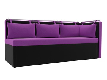 Раскладной кухонный диван Метро угловой, Фиолетовый/Черный (микровельвет) в Перми