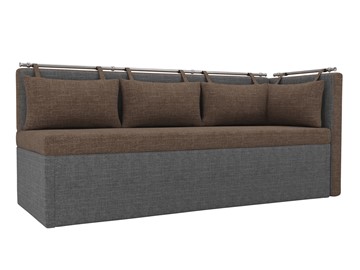 Кухонный диван Метро угловой, Коричневый/Серый (рогожка) в Перми