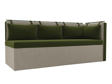 Раскладной кухонный диван Метро угловой, Зеленый/Бежевый (микровельвет) в Перми