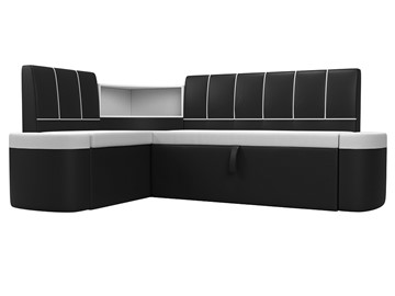 Раскладной кухонный диван Тефида, Белый\Черный (Экокожа) в Березниках