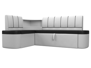 Раскладной кухонный диван Тефида, Черный\Белый (Экокожа) в Березниках