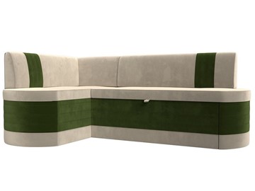 Кухонный угловой диван Токио, Бежевый/Зеленый (микровельвет) в Перми
