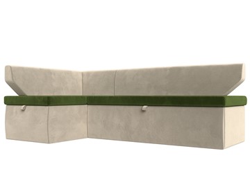 Угловой кухонный диван Омура, Зеленый\Бежевый (Микровельвет) в Перми - предосмотр