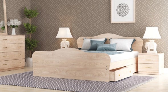 Кровать в спальню Каролина, 160х200 с основанием, дуб млечный в Перми - изображение