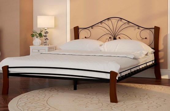 Кровать двуспальная Фортуна 4 Лайт, 1600, черный/махагон в Перми - изображение
