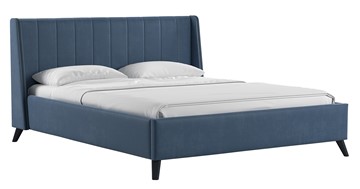 Кровать с механизмом 2-спальная Мелисса 160,арт. Тори 83 велюр (серо-синий) + кроватное дно в Перми