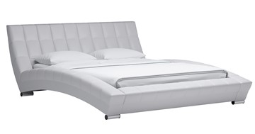 Двуспальная кровать Оливия 160 арт. Марика 483 к/з (белый) с основанием в Перми - предосмотр