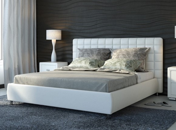 Кровать Corso-3 180x200, Экокожа (Белый) в Перми - изображение