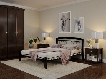 Двуспальная кровать Муза 4 Лайт, 1600, черный/шоколад в Соликамске
